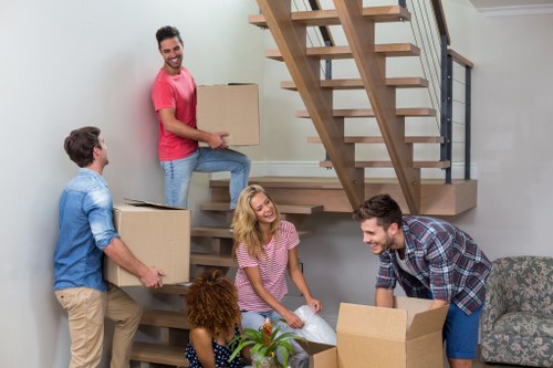 Professional removal van and moving boxes in Brockley