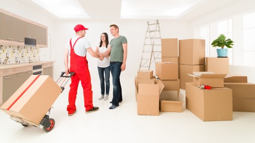Secured furniture inside a moving van